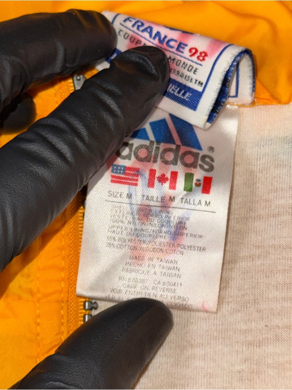 Vintage Brazil Jacket Mens Medium Yellow Soccer France 98 World Cup Adidas 90s - Picture 3 of 12